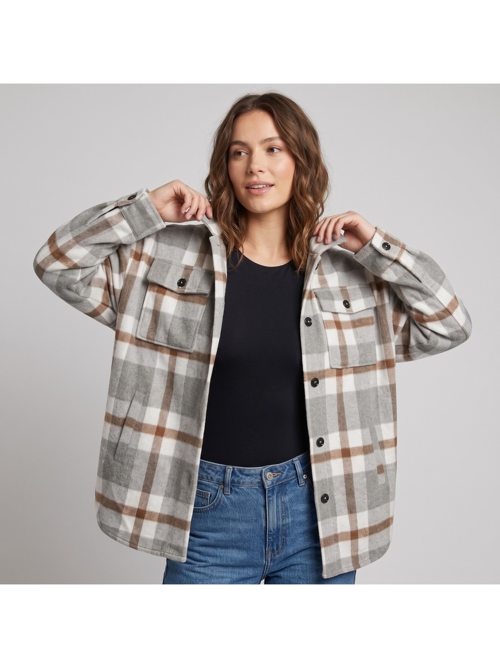 Mack Russo Women's Plaid Flannel Shacket Button Down Shirt Jacket in size XL NWT